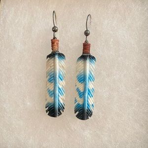 Hand painted Indian Feather earrings